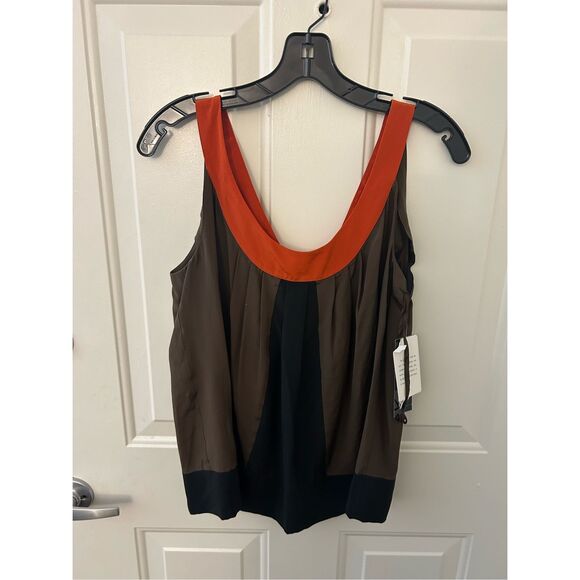 Nine West NWT Silk Brown Orange Black Sleeveless Blouse, Sz Medium, MSRP $69 - Picture 7 of 8